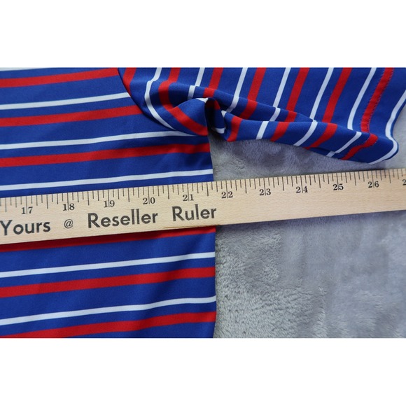 Majestic CoolBase NY New York Giants NFL Football Striped Polo Shirt Sz L - Picture 7 of 8